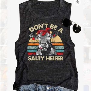 Women’s “Don’t be a Salty Heffer” Black Tank Top size L